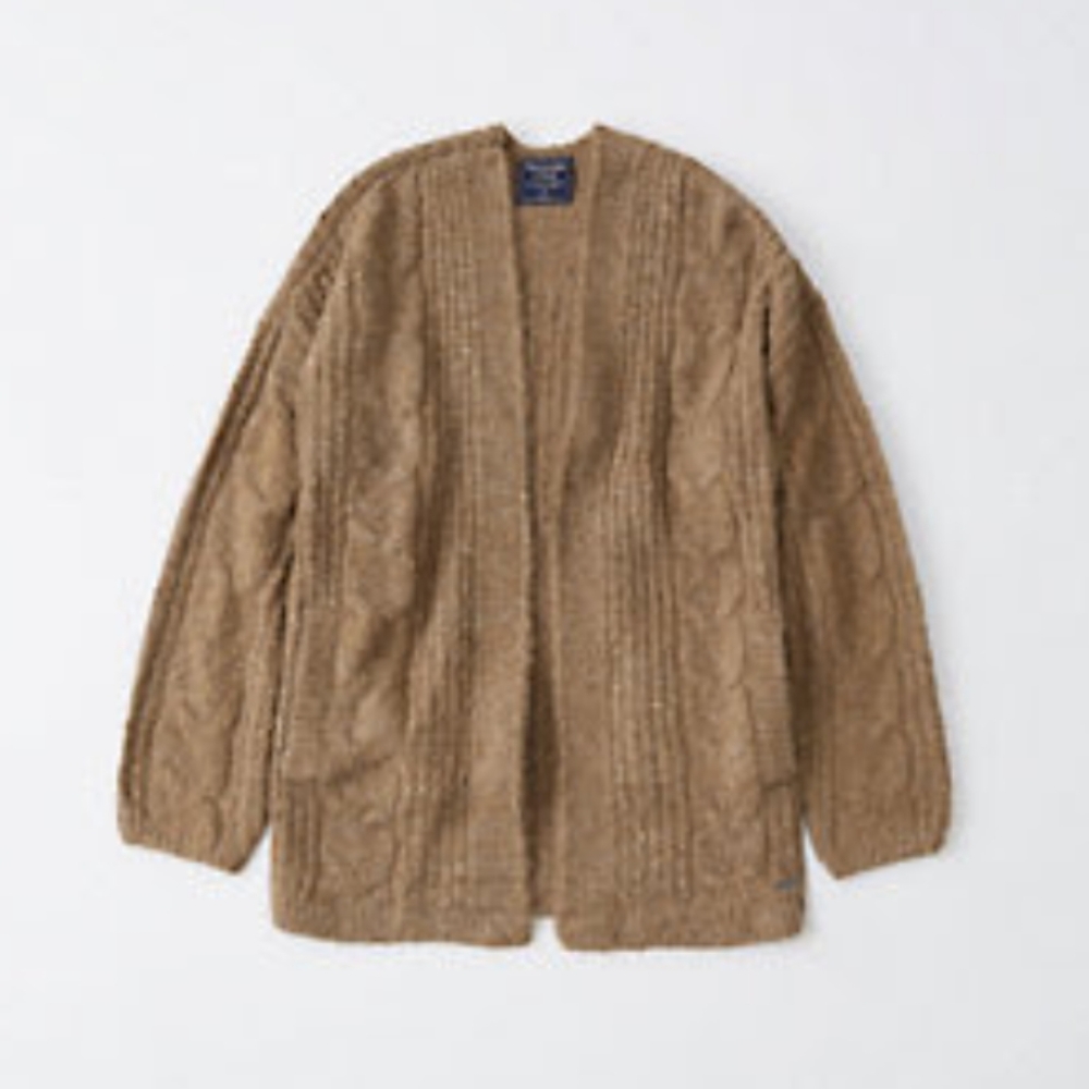 Abercrombie tan oversized cardigan